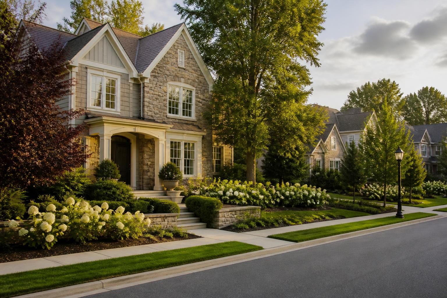 Refined Kirkland neighborhood with polished homes and landscaping